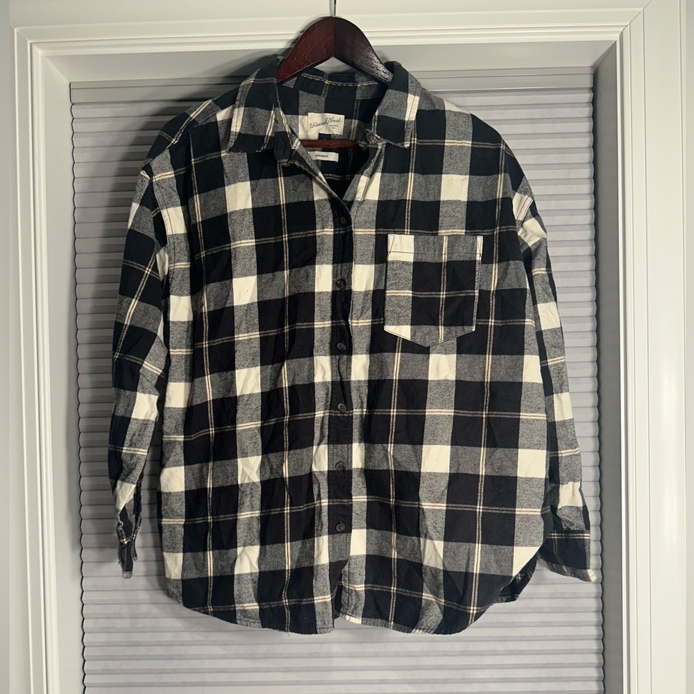 100% cotton black and white plaid oversized shirt
